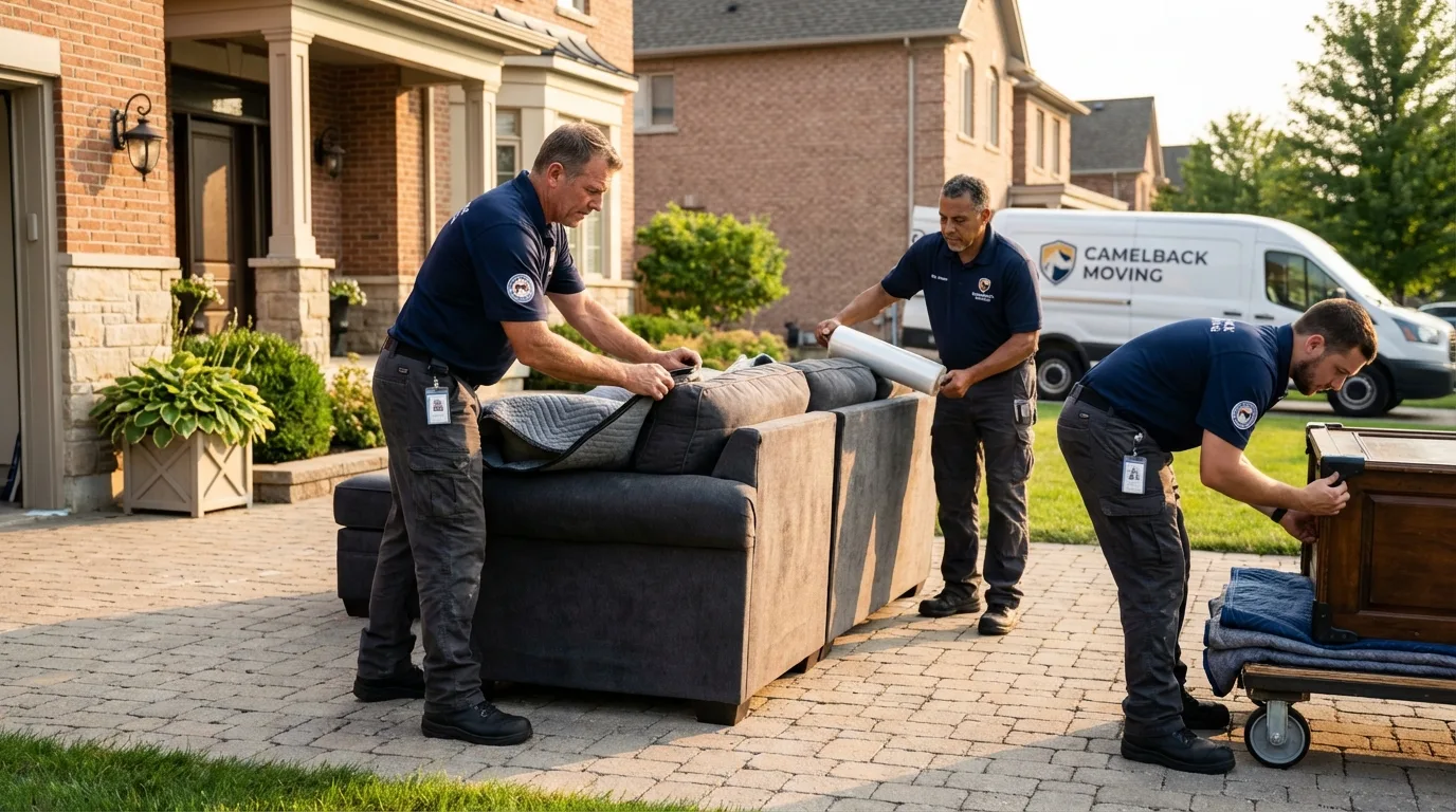 Large estate moving crew wrapping furniture in Belhaven, NC